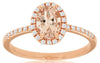 .84CT DIAMOND & AAA MORGANITE 14K ROSE GOLD 3D OVAL & ROUND HALO ENGAGEMENT RING