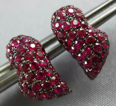 ESTATE 1.99CT AAA RUBY 18KT WHITE GOLD 3D PUFF HEART STUD EARRINGS