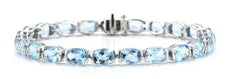 20.93CT AAA BLUE TOPAZ 14K WHITE GOLD CUSHION SEMI BEZEL CLASSIC TENNIS BRACELET