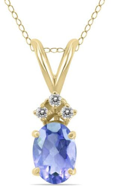 .51CT DIAMOND & AAA TANZANITE 14KT YELLOW GOLD 3D OVAL & ROUND FLOATING PENDANT