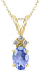 .51CT DIAMOND & AAA TANZANITE 14KT YELLOW GOLD 3D OVAL & ROUND FLOATING PENDANT
