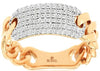 WIDE .50CT DIAMOND 14KT ROSE GOLD ROUND PAVE MULTI ROW LINK FLEXIBLE LOVE RING