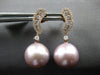 LARGE .60CT DIAMOND & AAA PINK SOUTH SEA PEARL 18K ROSE GOLD 3D HANGING EARRINGS