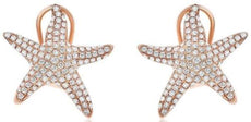 ESTATE LARGE 1.13CT DIAMOND 14KT ROSE GOLD 3D STARFISH CLIP ON EARRINGS