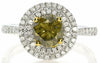 1.40CT WHITE & FANCY YELLOW DIAMOND 18KT 2 TONE GOLD DOUBLE HALO ENGAGEMENT RING