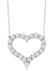 ESTATE .50CT DIAMOND 14KT WHITE GOLD 3D CLASSIC OPEN HEART LOVE NECKLACE