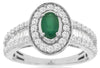 1.44CT DIAMOND & AAA EMERALD 14KT WHITE GOLD OVAL ROUND & BAGUETTE CLASSIC RING