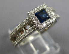 1.15CT DIAMOND & AAA SAPPHIRE 14KT WHITE GOLD PRINCESS & ROUND SQUARE FUN RING