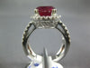 ESTATE LARGE 6.87CT DIAMOND & AAA RUBY 18K WHITE GOLD ROUND HALO ENGAGEMENT RING