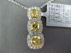 ESTATE 1.68CT WHITE & FANCY YELLOW DIAMOND 18KT 2 TONE GOLD HALO 3 STONE PENDANT
