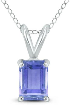 .30CT AAA TANZANITE 14KT WHITE GOLD 3D SOLITAIRE EMERALD CUT FLOATING PENDANT