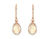 1.82CT DIAMOND & AAA OPAL 14KT ROSE GOLD 3D PEAR SHAPE & ROUND HANGING EARRINGS