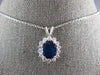 ESTATE LARGE 3.23CT DIAMOND & AAA SAPPHIRE 14K WHITE GOLD 3D OVAL FLOWER PENDANT