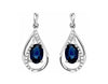 1.40CT DIAMOND & AAA SAPPHIRE 14KT WHITE GOLD 3D OVAL & ROUND HANGING EARRINGS