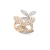 ESTATE 1.68CT DIAMOND 18KT 2 TONE GOLD 3D CLASSIC DOUBLE BUTTERFLY LOVE RING