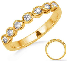.24CT DIAMOND 14K YELLOW GOLD 7 STONE ROUND INFINITY FILIGREE MILGRAIN LOVE RING