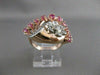 ANTIQUE 1.69CT OLD MINE DIAMOND RUBY 14K W ROSE GOLD FLOWER COCKTAIL RING #21009