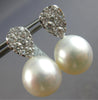 ESTATE LARGE 1.87CT DIAMOND & AAA SOUTH SEA PEARL 18KT WHITE GOLD 3D HANGING EARRINGS