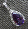1.40CT DIAMOND & AAA AMETHYST 14KT WHITE GOLD 3D PEAR SHAPE & ROUND HALO PENDANT