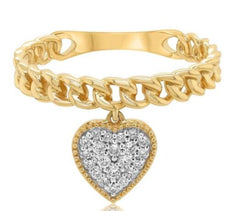 ESTATE .12CT DIAMOND 14K YELLOW GOLD 3D PAVE LOVE KNOT HEART SHAPE FUN LOVE RING