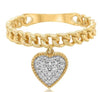 ESTATE .12CT DIAMOND 14K YELLOW GOLD 3D PAVE LOVE KNOT HEART SHAPE FUN LOVE RING
