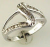 ESTATE .25CT DIAMOND 14KT WHITE GOLD 3D CLASSIC SWIRL CRISS CROSS FUN RING
