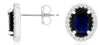 3.18CT DIAMOND & AAA SAPPHIRE 14KT WHITE GOLD 3D OVAL & ROUND HALO STUD EARRINGS