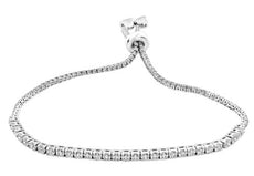 3.53CT DIAMOND 18KT WHITE GOLD ADJUSTABLE FOREVER DOUBLE HEART TENNIS BRACELET