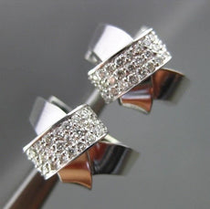 ESTATE .96CT DIAMOND 14KT WHITE GOLD PAVE "X" DESIGN HUGGIE EARRINGS #16918