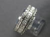 WIDE .96CT DIAMOND 18KT WHITE GOLD 3D ROUND & BAGUETTE WEDDING ANNIVERSARY RING