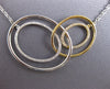 LARGE .34CT DIAMOND 18KT 2 TONE GOLD MULTI OVAL LOVE KNOT INTERTWINING NECKLACE