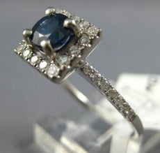 1.04CT DIAMOND & AAA SAPPHIRE 14KT WHITE GOLD 3D ROUND SQUARE HALO PROMISE RING
