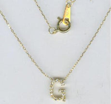 ESTATE .07CT DIAMOND 18KT YELLOW GOLD 3D CLASSIC G INITIAL FUN NECKLACE