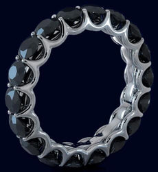 5.27CT BLACK DIAMOND 14KT WHITE GOLD 3D ROUND ETERNITY WEDDING ANNIVERSARY RING