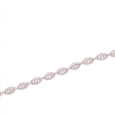 1.39CT DIAMOND 18KT WHITE GOLD 3D MULTI LEAF PAST PRESENT FUTURE TENNIS BRACELET