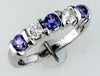 .75CT DIAMOND & AAA TANZANITE 14K WHITE GOLD 3D 5 STONE WEDDING ANNIVERSARY RING