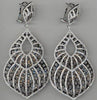LARGE 5.4CT DIAMOND 18KT WHITE GOLD 3D DOUBLE TEAR DROP LEAF HANGING EARRINGS