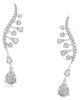 ESTATE .81CT DIAMOND 14KT WHITE GOLD ROUND MULTI LEAF TEAR DROP HANGING EARRINGS