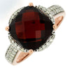 6.26CT DIAMOND & AAA GARNET 14KT ROSE GOLD CUSHION & ROUND SQUARE HALO FUN RING