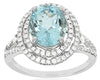 2.49CT DIAMOND & AAA AQUAMARINE 14KT WHITE GOLD 3D OVAL & ROUND ENGAGEMENT RING