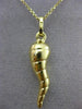 ESTATE 14KT YELLOW GOLD 3D HANDCRAFTED RIDGE ITALIAN HORN PENDANT & CHAIN #25072