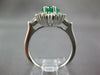 CERTIFIED LARGE 3.4CT DIAMOND & AAA EMERALD 14K WHITE GOLD ENGAGEMENT RING 27283