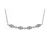 .16CT DIAMOND 14K WHITE GOLD ROUND MARQUISE SHAPE FILIGREE MILGRAIN BAR NECKLACE