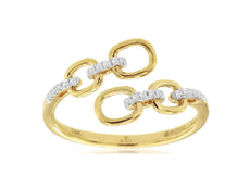 ESTATE .06CT DIAMOND 14KT 2 TONE GOLD ROUND OVAL LOVE KNOT CRISS CROSS FUN RING