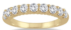 1.38CT DIAMOND 14KT YELLOW GOLD 3D 9 STONE SHARED PRONG WEDDING ANNIVERSARY RING