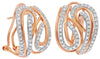 ESTATE WIDE .56CT DIAMOND 14K 2 TONE GOLD MULTI ROW CRISS CROSS CLIP ON EARRINGS