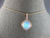 2.39CT DIAMOND & AAA AUSTRALIAN OPAL 14KT ROSE GOLD 3D CUSHION FLOATING PENDANT