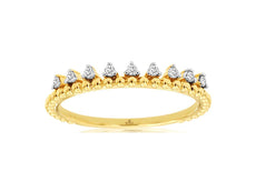 ESTATE .10CT DIAMOND 14KT YELLOW GOLD 3D ROUND NINE STONE BEADED CROWN RING