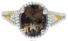 ESTATE 2.40CT DIAMOND & AAA SMOKY TOPAZ 14KT 2 TONE GOLD OVAL & ROUND LOVE RING
