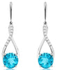 3.10CT DIAMOND & AAA BLUE TOPAZ 14KT WHITE GOLD TEAR DROP INFINITY LOVE EARRINGS